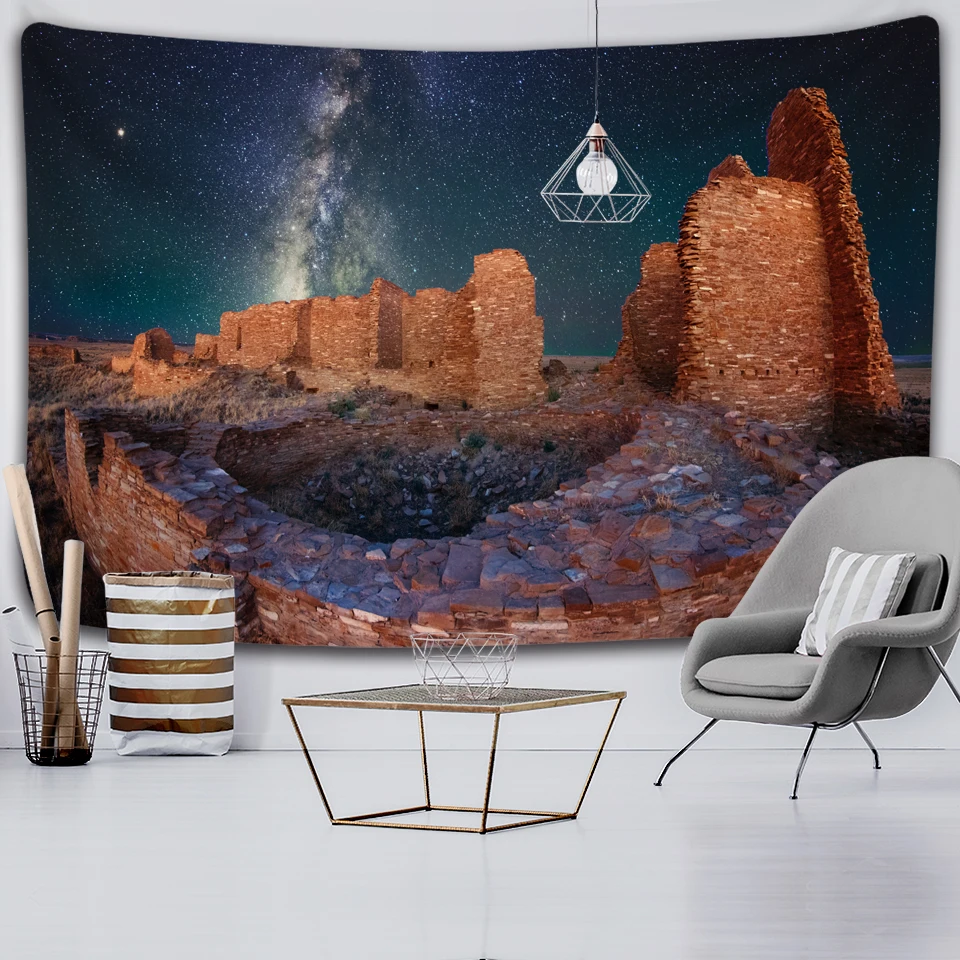 

Moonlit Night Tapestry Seawater Wall Hanging Multifunctional Tapestry Boho Printed Bedspread Cover Yoga Mat Blanket Picnic Cloth