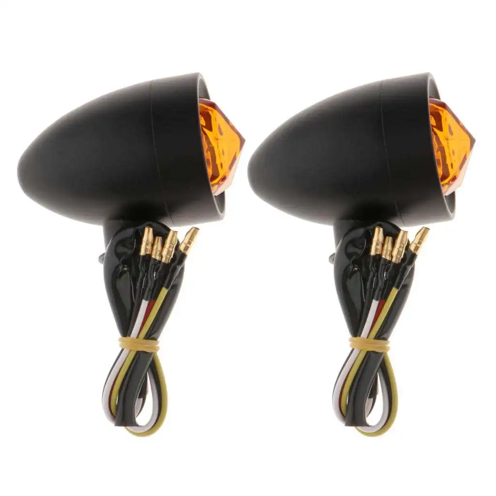 

1 Pair Motorcycle Amber Turn Signals Indicator Lights Bullet-Shaped Black