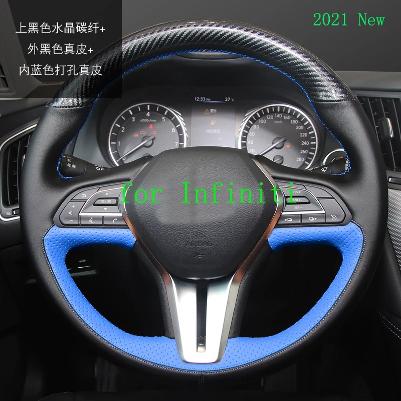 

2021 New High-quality Hand-stitched Leather Car Steering Wheel Cover for Infiniti QX50 QX30 Q60 Q50L Q70 Q30 Auto Accessories
