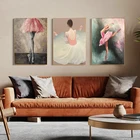 Картина на холсте с изображением Танцующей Балерины, Настенная картина с абстрактным изображением балерины для современного домашнего декора гостиной