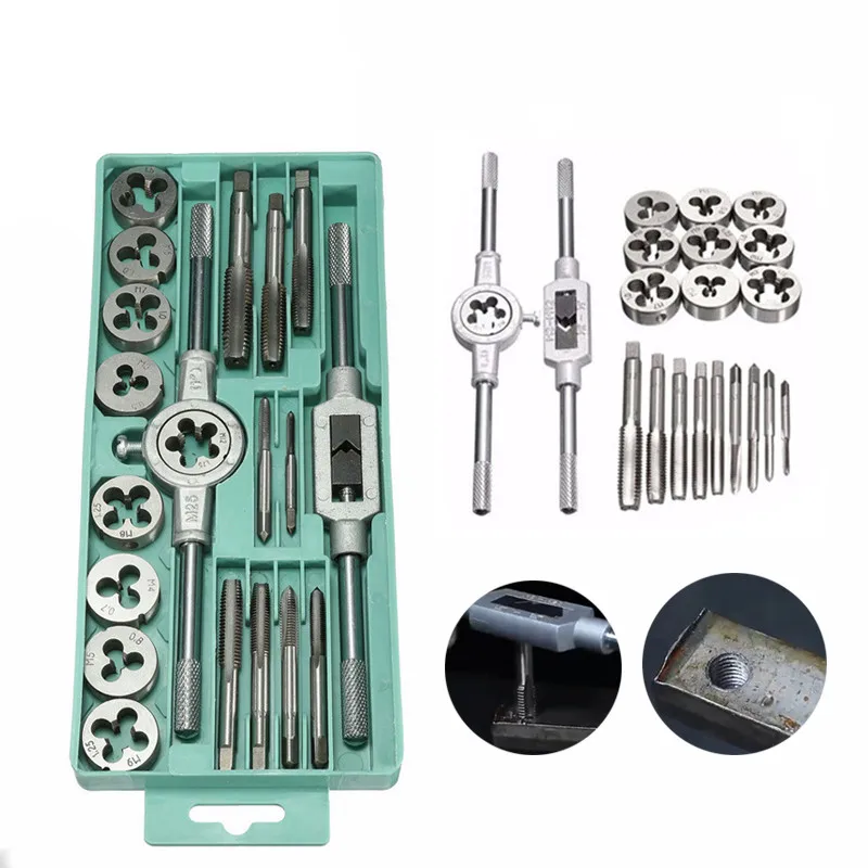 Hand Tools Die Set Screw Taps Thread Plugs Alloy Steel And 1/16-1/2 Inch 20pcs Tap Metric Use Silver Titanium Plated & 20