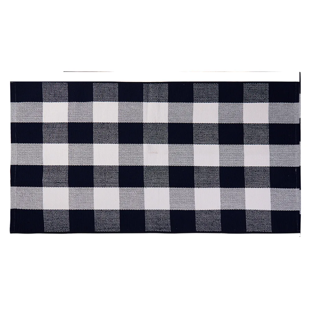 Клетчатый ковер из хлопка и льна нескользящий коврик для пола Кухня гостиная