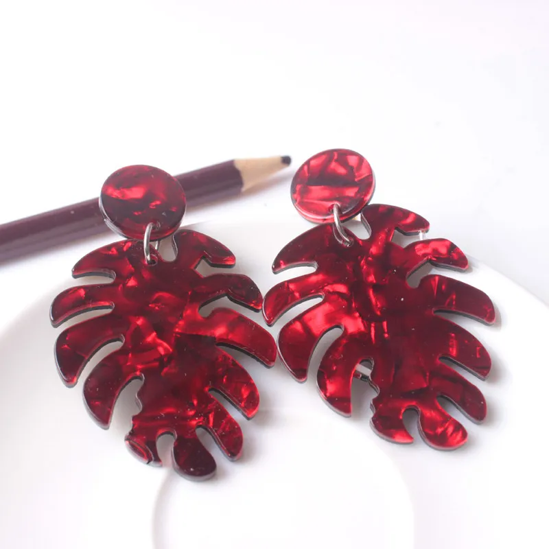 Серьги-клипсы для женщин богемные акриловые серьги с листьями дерева