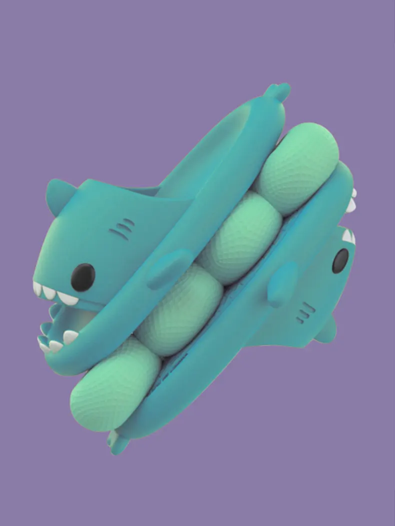 Шлепанцы Mo Dou для мужчин и женщин сланцы в форме акулы мультяшный рисунок Эва