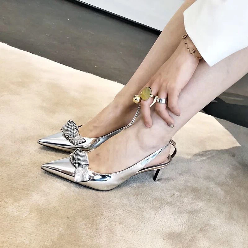 Pzilae/Новые сандалии-бантик со сверкающими стразами элегантные женские