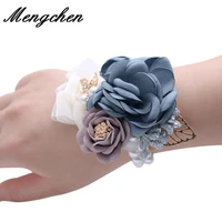 girls bridesmaid wrist flowers wedding prom party corsage bracelet fabric hand flowers wedding supply accessories