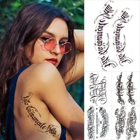 handwriting font waterproof temporary tattoo sticker text word chicano lettering body art arm wrist fake tatoo for women men