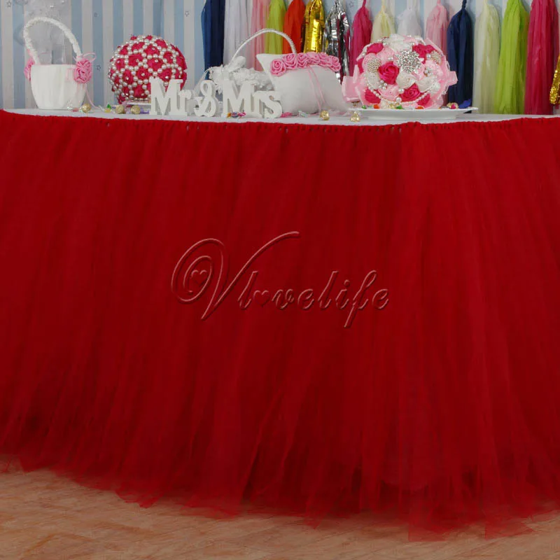 Красная фатиновая юбка-пачка для стола 100 см x 80 вечерние юбки из тюля свадьбы дня