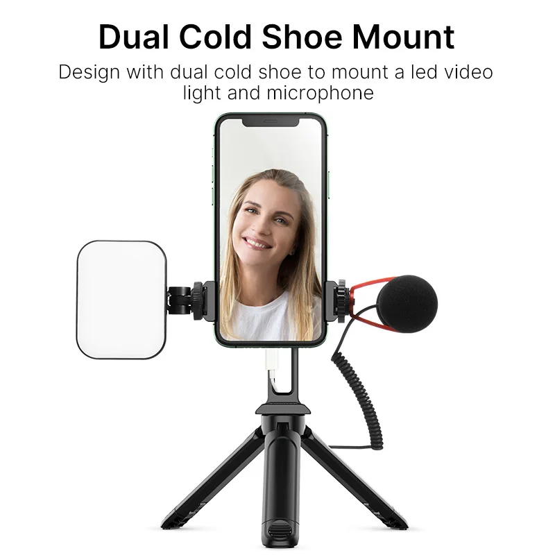 

Ulanzi ST-18 360 Rotation Horizontal and Vertical Shooting Dual Phone Holder Teleprompter Stand Mount Clamp With Cold Shoe