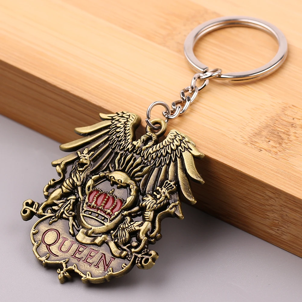 Queen Rock Band Keychain Antique Bronze&silver Color Musician Queen Band Logo Pendant Keyrings Women Men Key Chains Holder Gifts images - 6