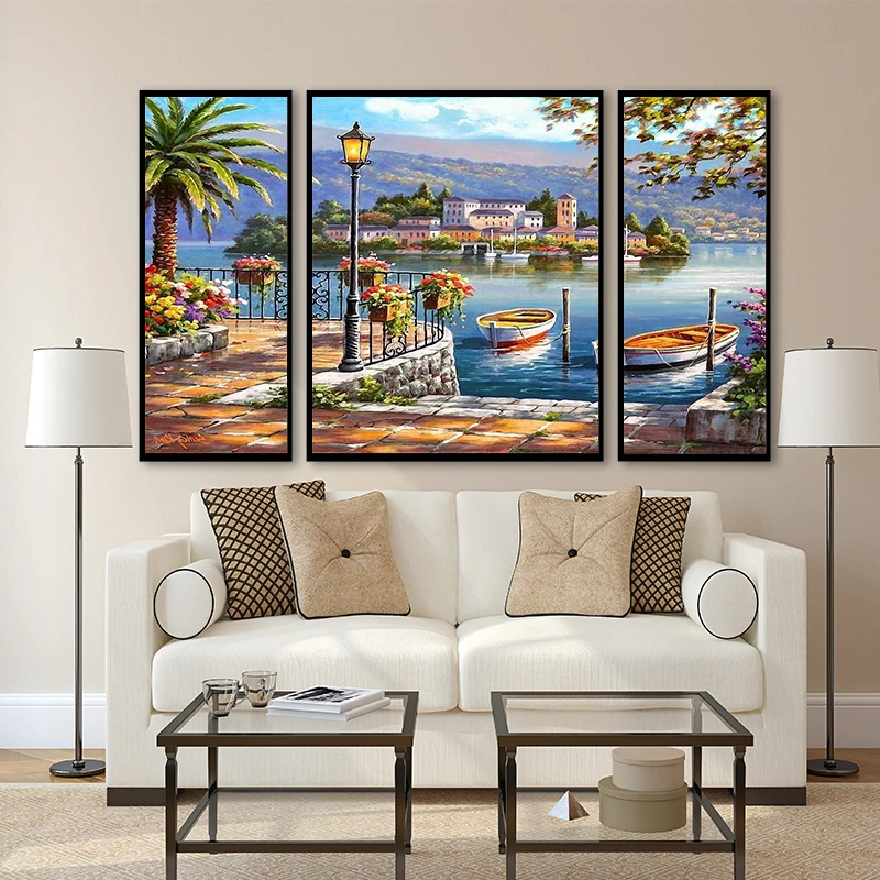 3 шт., картина по номерам на холсте, с изображением дома