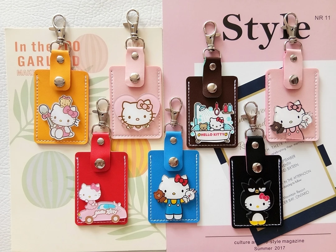 Hello kitty аниме брелок KT Cat мини-карта брелок держатель пряжка дамы сумки на плечо для женщин кожа