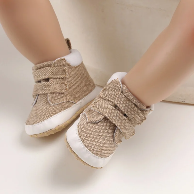 

Baby shoes Boy Girl Soft Sole Crib Shoes Warm Boots Anti-slip Sneaker Canvas Breathable Solid First Walkers 0-18M