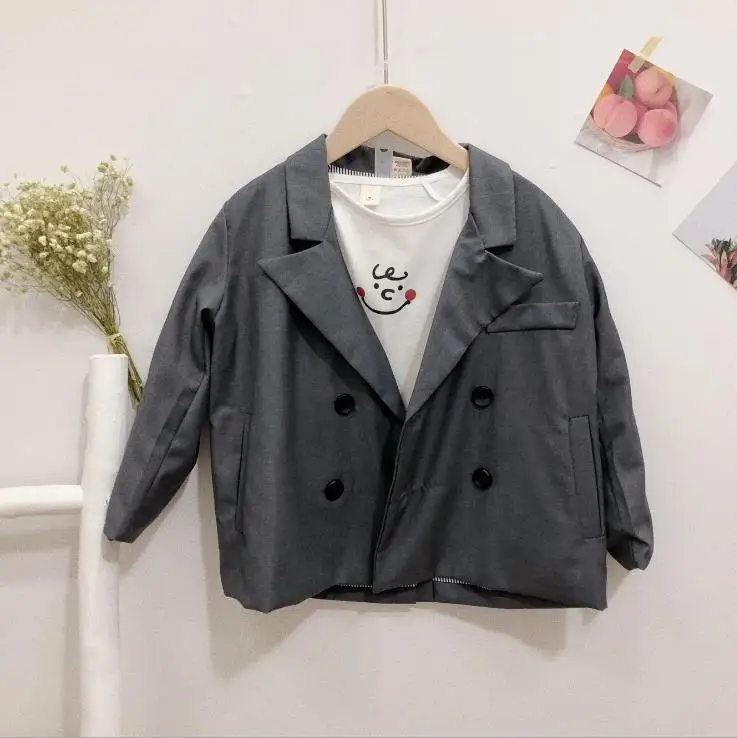 style 1 Новая Осенняя детская одежда свободный костюм в Корейском стиле для девочек модная однотонная куртка для малышей от 2 до 8 лет - Color: style 1