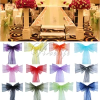 50pcs high quality organza chair sash bow for banquet wedding party event xmas decoration sheer organza fabric supply 18cm275cm
