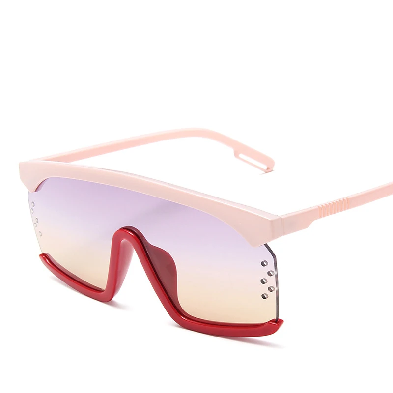 

Oulylan New Fashion Sunglasses Brand One Piece Flat Women Men Vintage Oversized Lens Sun Glasses Female UV400 Elegant Eyewear