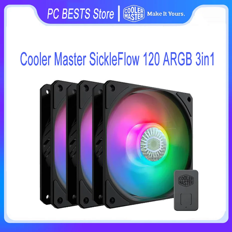 

Cooler Master SickleFlow 120 ARGB 3in1 120mm Computer Case Cooling fan Square Framed Addressable RGB CPU Cooler Replace Fan