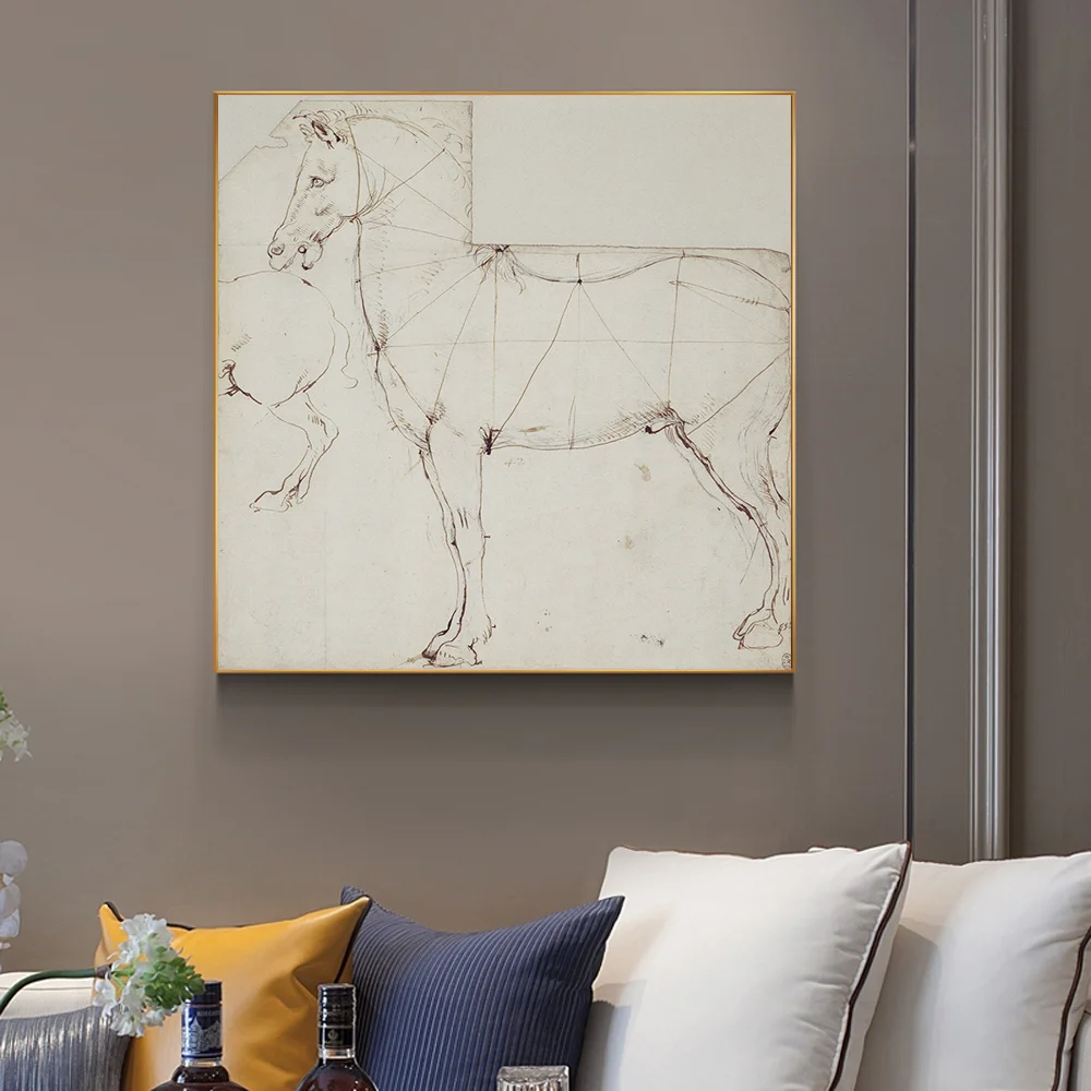 Картина на холсте с изображением лошади Леонардо да Винчи 1878 художественные