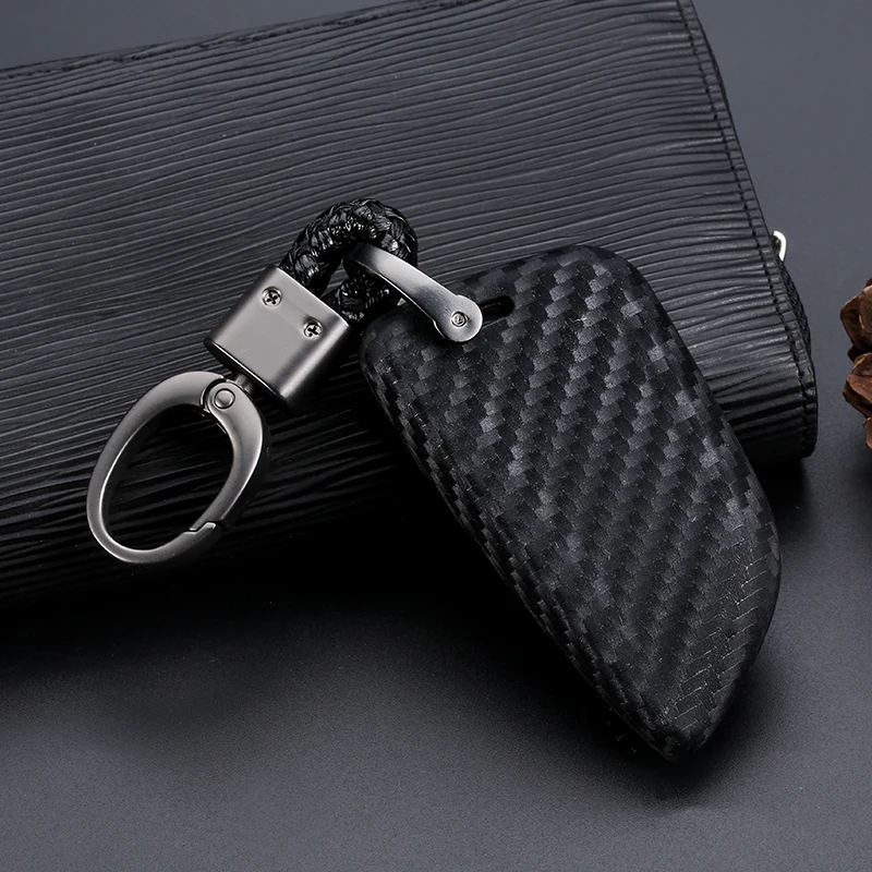 

Carbon Fiber Pattern Silicone Auto Key Cover Case For BMW X5 X6 X4 X3 1 2 Series Smart Keys Car key Holder Keychain