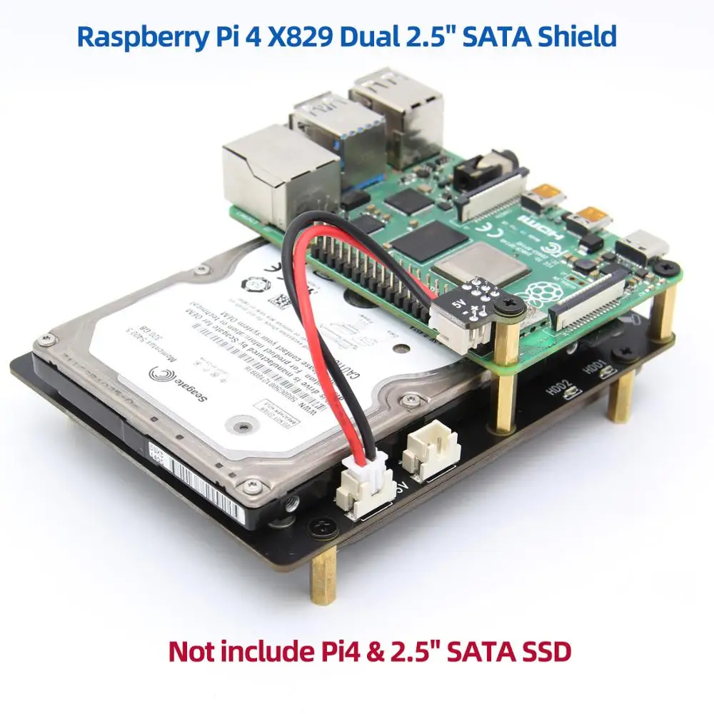 Raspberry Pi X829 двойная Плата расширения для жесткого диска/SSD SATA 2 5 дюйма с кабелем USB 3 0