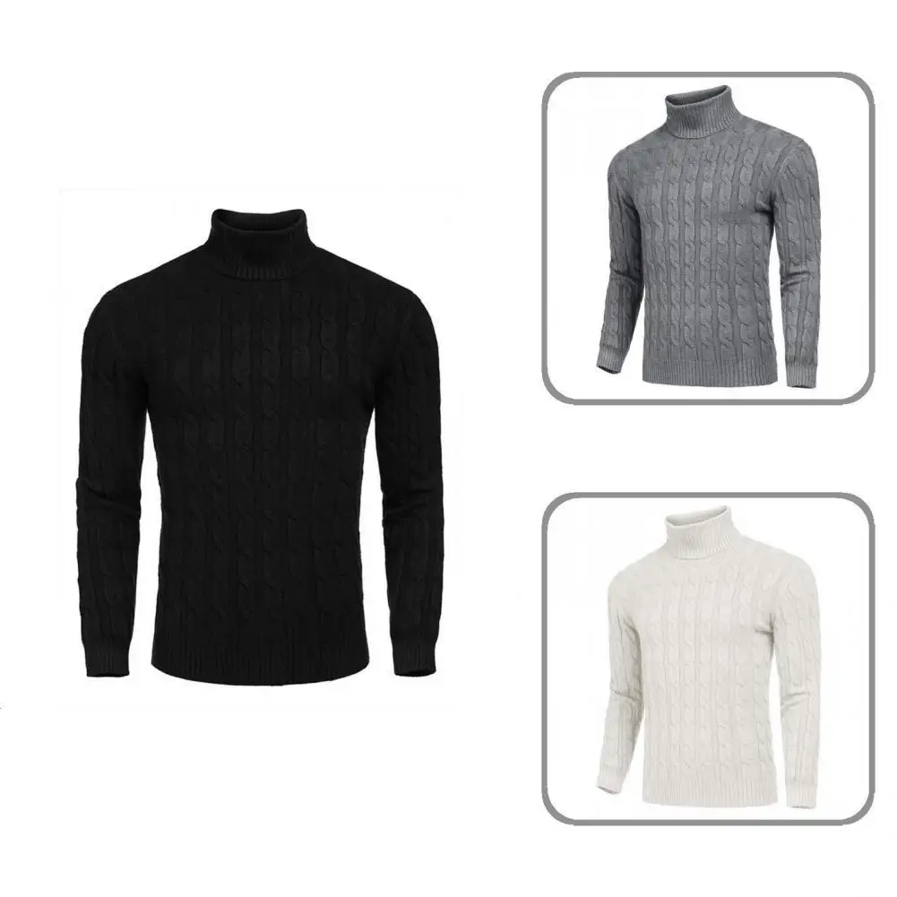 

Close Fitting Long-lasting Fashion Men Sweater Clothes Fine Workmanship Knitted Shirt High Collar for Autumn