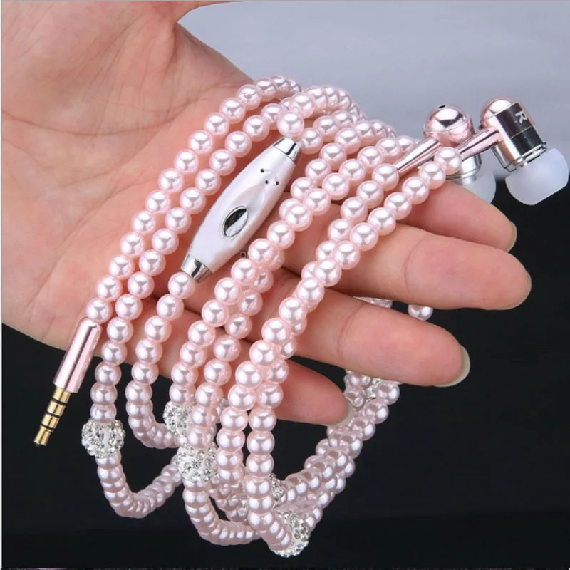 Роскошные бриллиантовые жемчужные бусы в ухо ожерелье наушники с микрофоном
