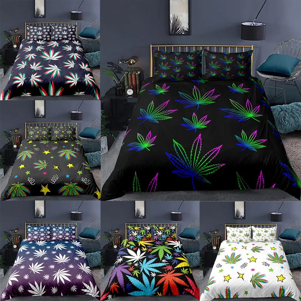 

2021 3D Tropical Leaves Bedding Set Soft Microfiber Plant Duvet Cover Sets Queen King Size Quilt Cover With Pillowcase 2/3pcs