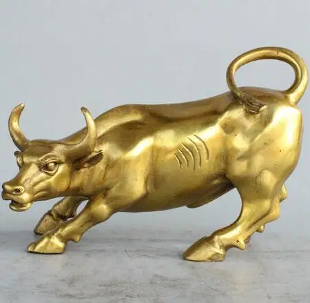 Большая 8-дюймовая Бронзовая статуя быка OX с свирепого из латуни | Дом и сад