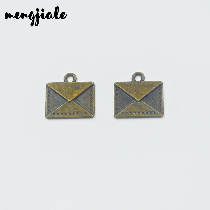 

20pcs/lot Alloy Metal Antique Bronze envelope Pendants Charms DIY Jewelry Findings For Necklace Jewelry Making 15*14mm
