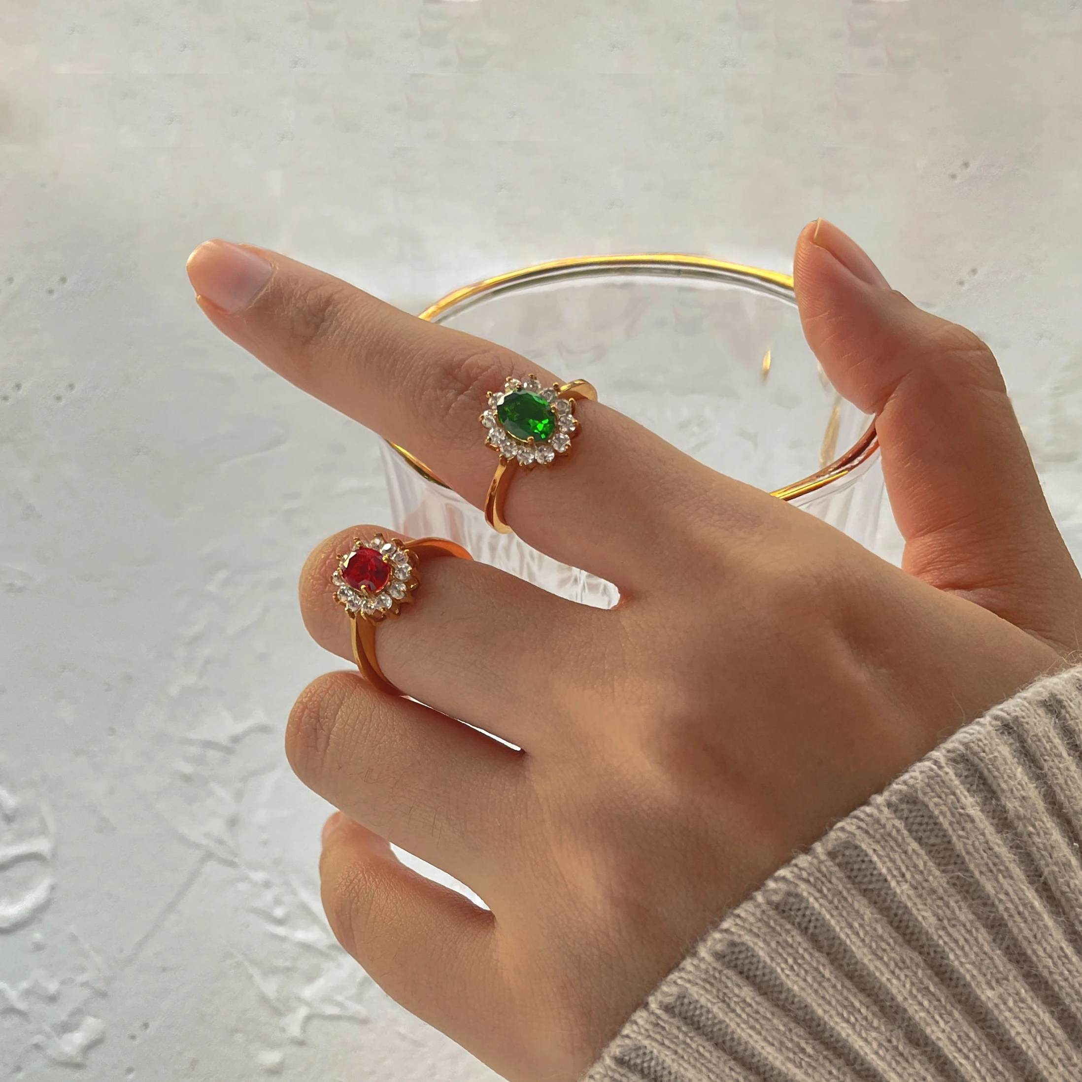 Женское ювелирное изделие квадратное кольцо с бриллиантом 18k золото нержавеющая