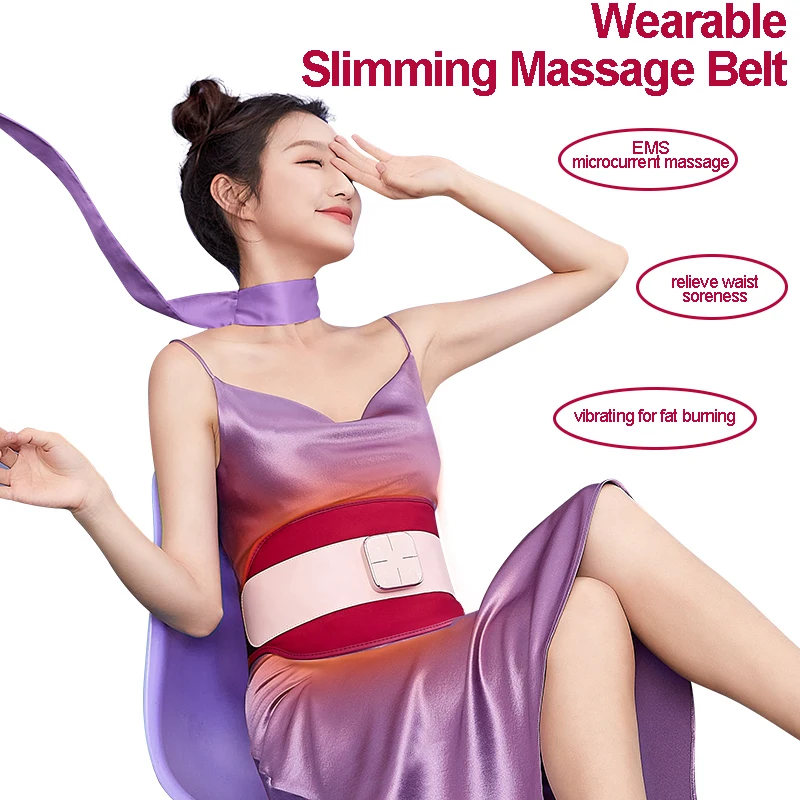 Smart Slimming Belt EMS Fat Burning Vibrating Wearable Waist Massager Moxibustion Heat Brace Wireless Waistcare for Women Health