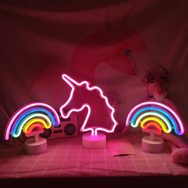 

Rainbow Neon LED USB Heart-shaped Sign Light, Girl Room Birthday Party Birthday Gift, Wedding Marriage, Atmosphere Night Light