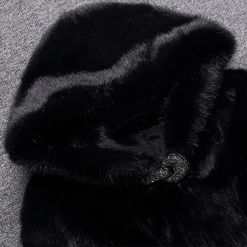 Lautaro зимняя черная теплая толстая шуба из искусственного меха норки женская с