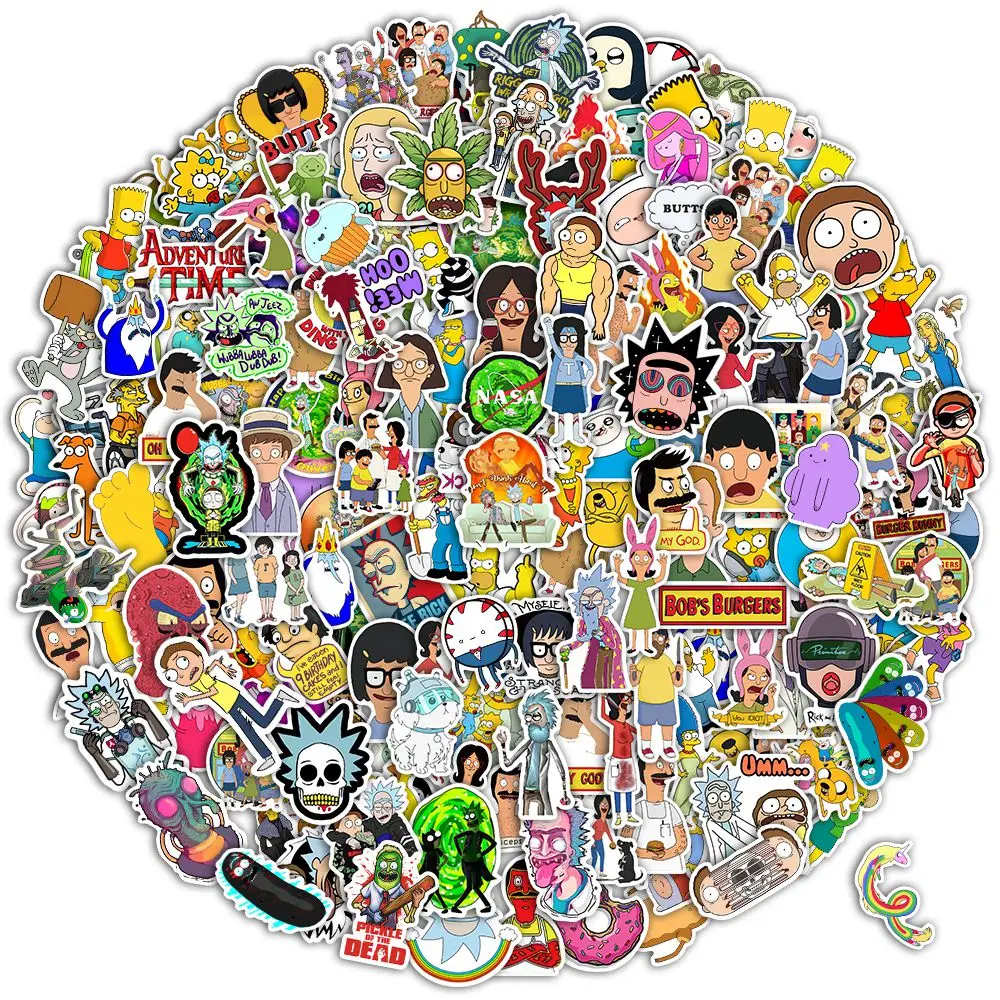 

200Pcs Classic 90s Mixed Cartoon TV Show Graffiti Waterproof Skateboard Phone Laptop Luggage Stickers Cute Kids Toy Decals