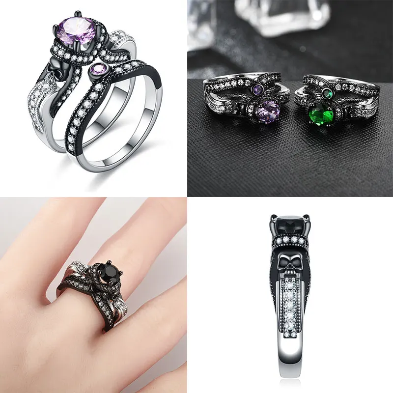 Женское Винтажное кольцо с черным Цирконом|Обручальные кольца| |