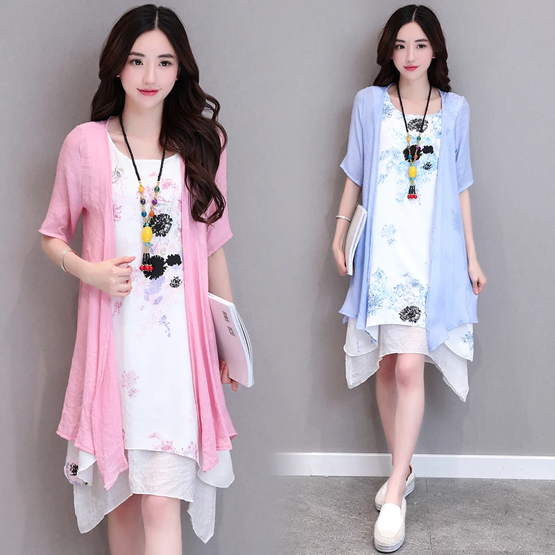 Платье-миди из хлопка и льна с цветочным принтом | Женская одежда