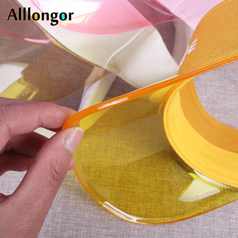 Visera mujer 2021 Summer UV Visor Cap kids Korean Floral Outdoor Hats Plastic PVC Transparent Sun Visors Hat Women Girl | Аксессуары для