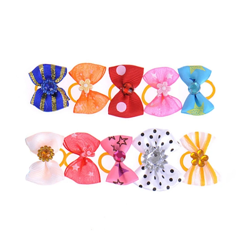10Pcs/set Pet Hairpin Puppy Kitten Hair Clips Cute Bowknot Dog Grooming Accessories Summer Barrette for Small Cat | Дом и сад