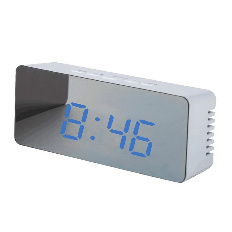 Цифровой Настольный будильник светодиодный электронный зеркальный с большим