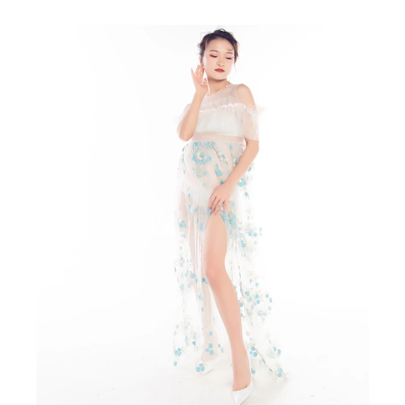 

Maternity dresses for photo shoot flower pregnant dress photography Dress Summer New Sexy Strap women Dress gowns for photograph