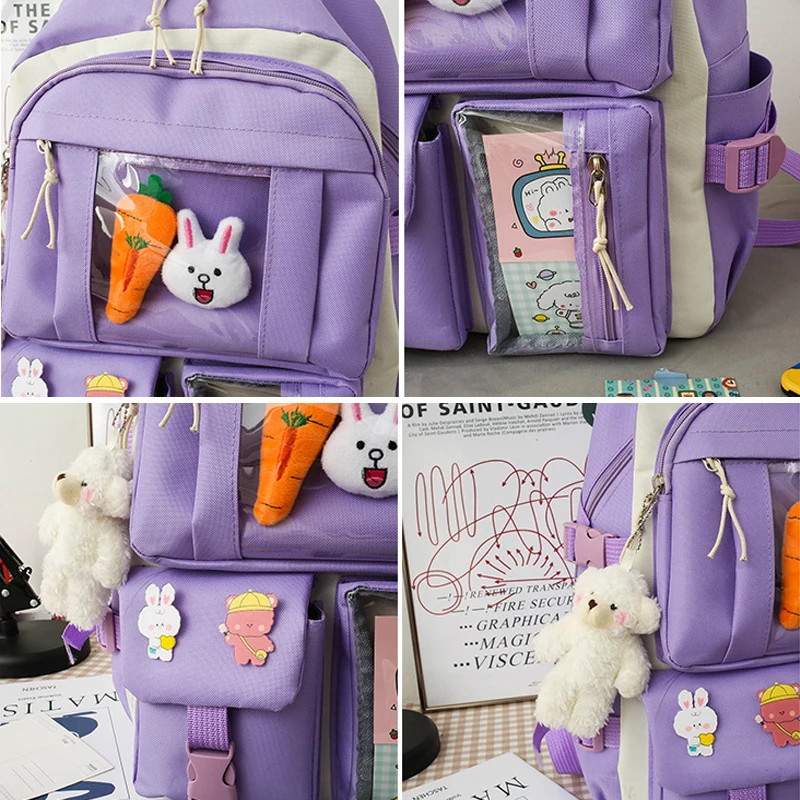 4 шт./комплект детский школьный рюкзак для девочек-подростков | Багаж и сумки