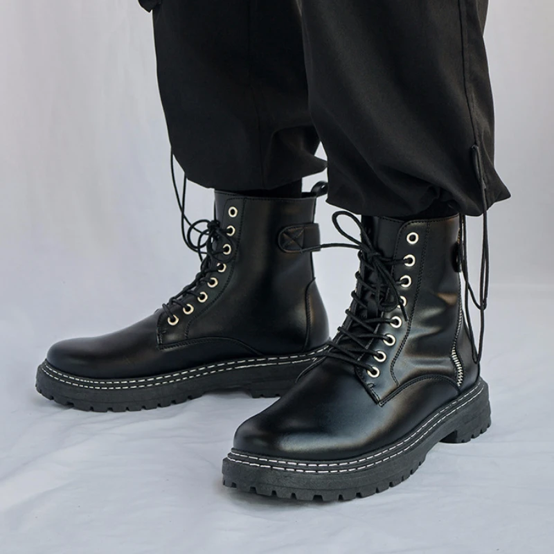 

Men Shoes New Genuine Leather Ankle Snow Boots for Men Casual Motorcycle Shoes Warm Winter Men Boots