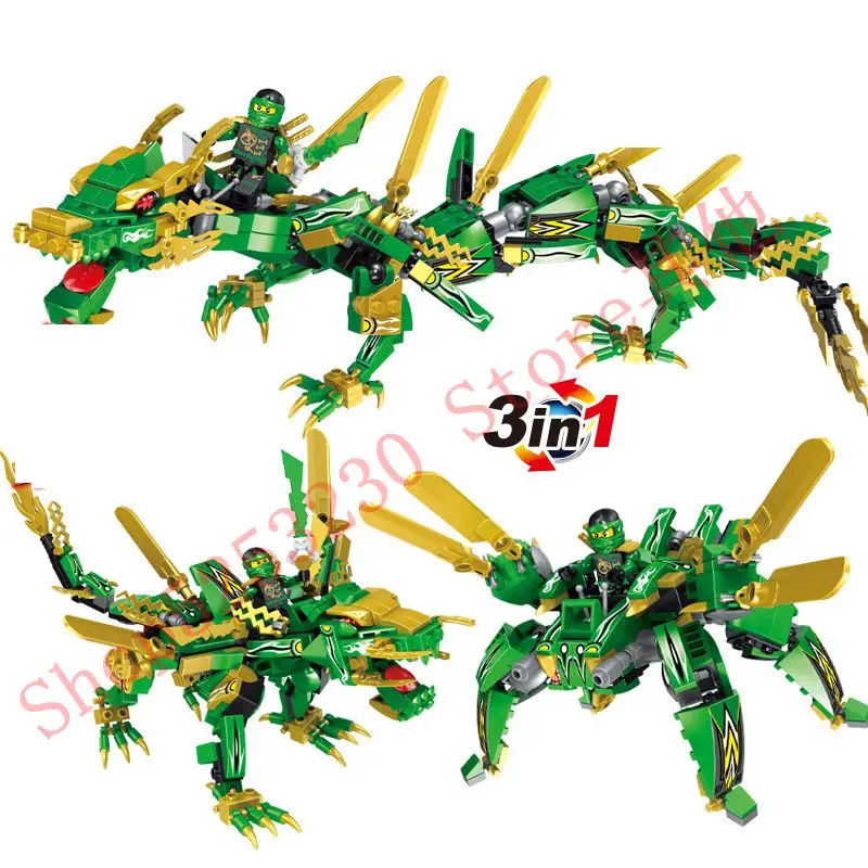 3 в 1 Ninjaly Дракон Рыцарь Модель Строительные блоки Совместимые legoingly Lloyd Kai Jay