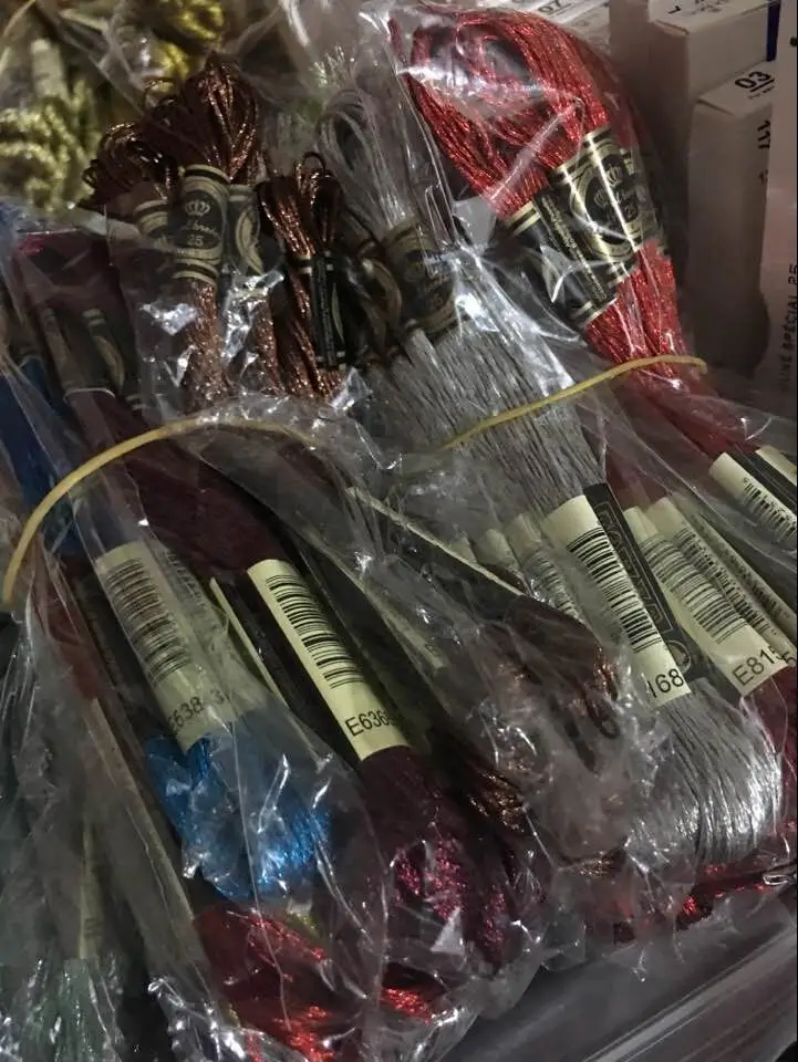 Разноцветные нитки для вышивки крестиком из золота и серебра/нитки вышивания на