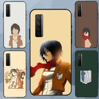 phone case for huawei mate 40pro plus mate30 mate20 mate 20x 5g factory cool silicone funda attack on titan mikasa