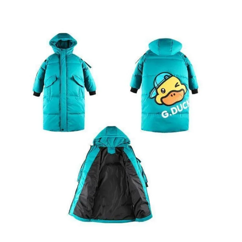 

Black Duck Kids Winter School Children Clothing Boys Long Jacket Baby Girl Clothes Faux Fur Collar Coat Snowsuit Outerwear Parka