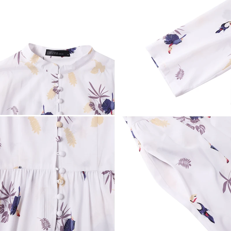 

Oversized Women Bohemian Printed Shirts ZANZEA 2021 Spring Autumn Long Sleeve Maxi Tops Casual Loose Blusa Femininas Holiday Top