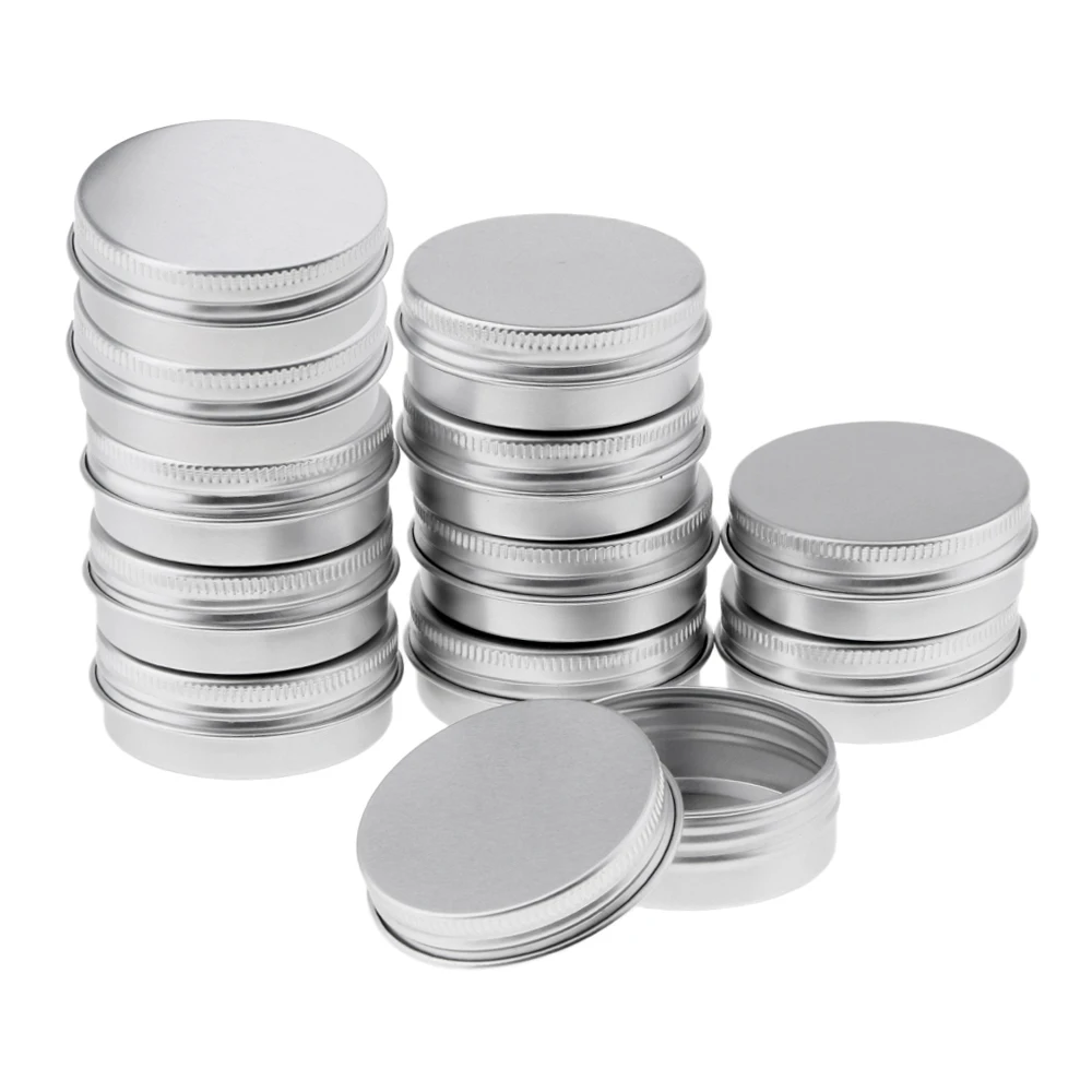 

5pcs 5g 10g 15g 20g 30g 50g 60g Aluminum Tin Jars Lip Balm Tin Container With Screw Thread Lid Candle Tea Cans Box