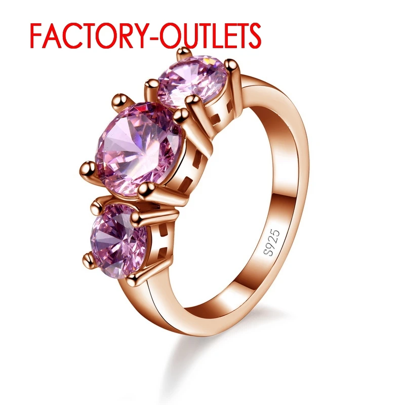 925 Sterling Silver Ring CZ Cubic Zirconia Prong Setting 7 Colours Fashion Jewelry Women Girls Party Engagement Wholesale | Украшения и