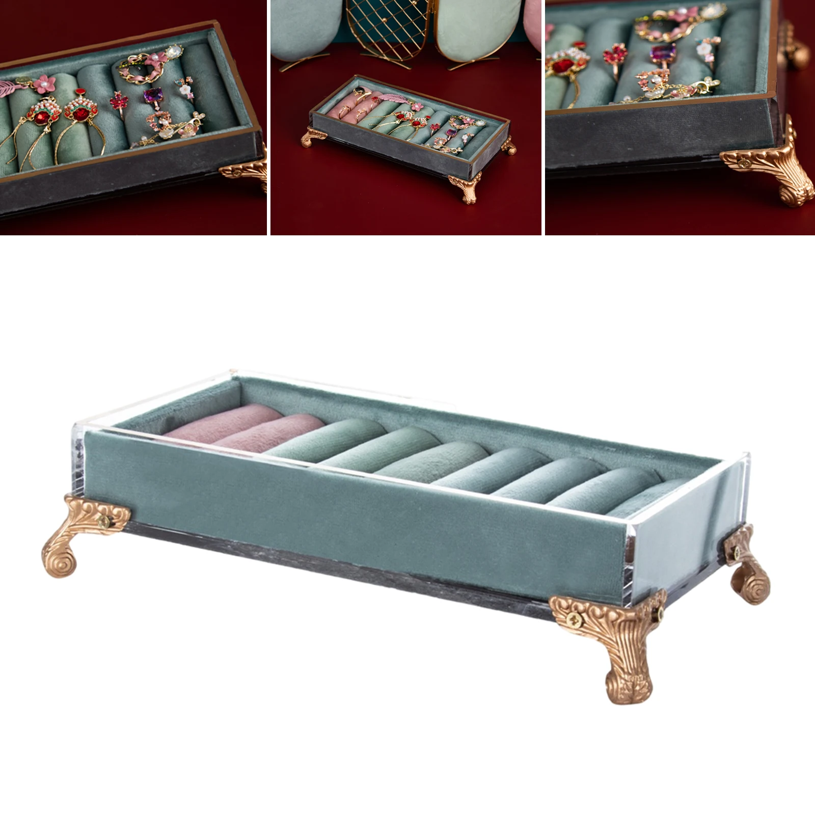 

IPortable Вельветовая подставка в форме кольца ювелирные изделия Дисплей организатор ящик лоток-держатель для хранения ювелирных изделий серь...